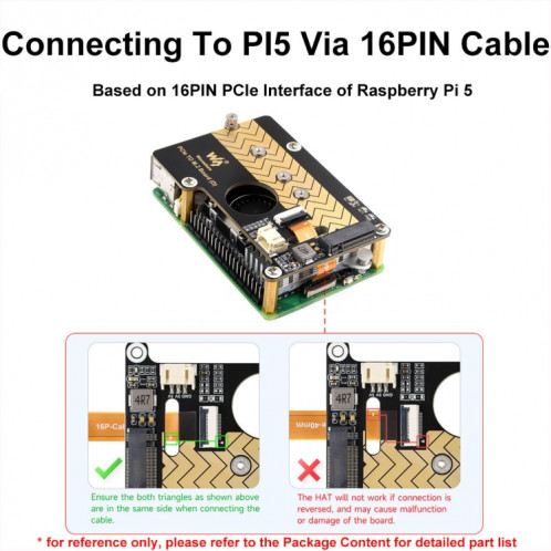 Carte adaptateur PCIe vers M.2 Waveshare pour Raspberry Pi 5 prenant en charge le protocole NVMe (27709) SW701A701-011