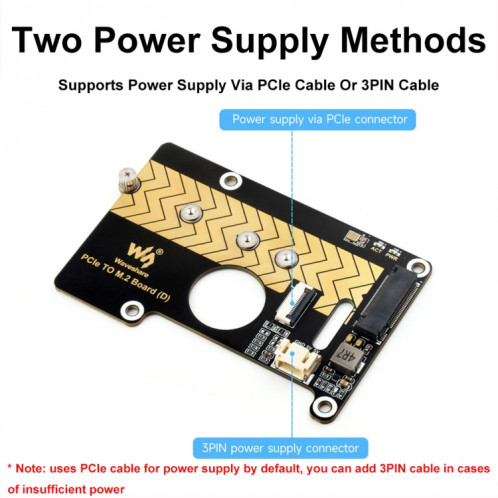 Carte adaptateur PCIe vers M.2 Waveshare pour Raspberry Pi 5 prenant en charge le protocole NVMe (27709) SW701A701-011