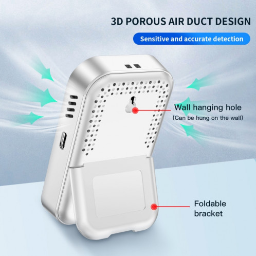 Détecteur de monoxyde de carbone portable multifonctionnel 3 en 1 (blanc) SH001B637-014