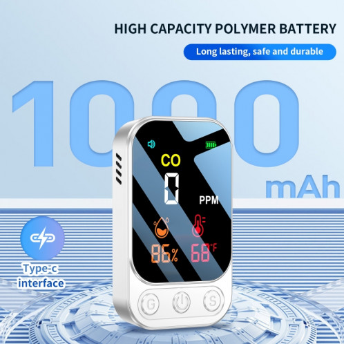 Détecteur de monoxyde de carbone portable multifonctionnel 3 en 1 (blanc) SH001B637-014