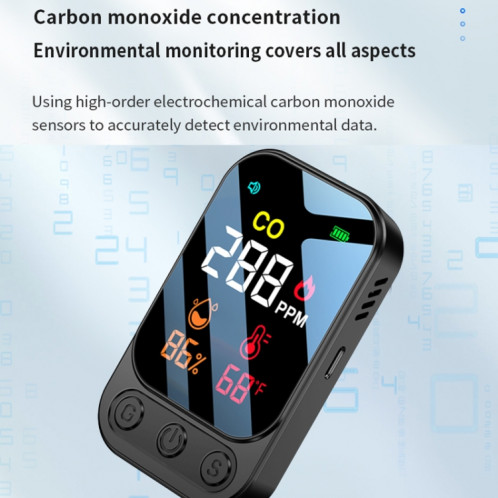 Détecteur de monoxyde de carbone portable multifonctionnel 3 en 1 (blanc) SH001B637-014