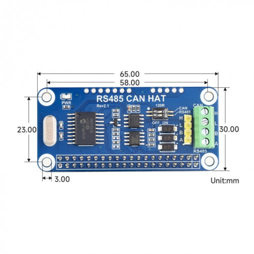 Module de bus Waveshare 14882 pour Raspberry Pi RS485 SPI CAN HAT SW4067255-09