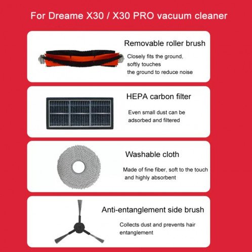 Brosse à rouleau de coupe pour pièces de rechange pour aspirateur robot Dreame X30 / X30 Pro SH23071346-05
