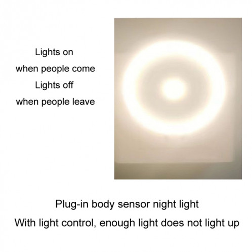 Lampe LED 3 W avec capteur de corps humain, contrôle intelligent de la lumière, lampe de nuit infrarouge enfichable, lampe de sol pour chambre à coucher, prise américaine (lumière blanche) SH301A404-07