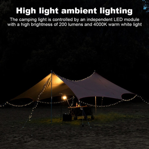 TUBUZHE Lampe à LED portable 2 en 1 pour camping, lumière d'ambiance, rechargeable par USB, veilleuse d'extérieur pour tente (jaune) ST201B397-013