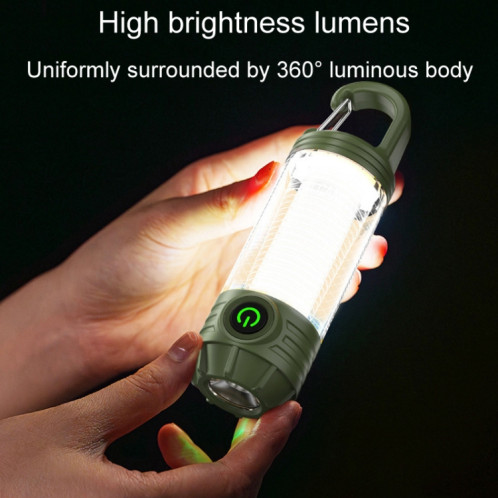 Lampe de poche multifonctionnelle à LED portable rechargeable pour camping en plein air (vert foncé) SH701A1249-011