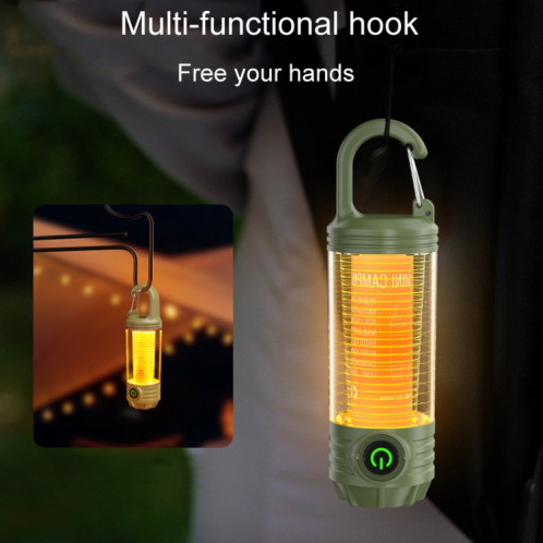 Lampe de poche multifonctionnelle à LED portable rechargeable pour camping en plein air (kaki) SH701B1964-011