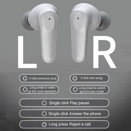 A98 AI Intelligent Translation Wireless Physical Noise Cancellation Bluetooth Earphones(White Blue) SH101B1715-09
