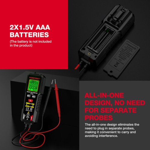 Multimètre entièrement automatique anti-brûlure intelligent à détection de séquence de phase HABOTEST HT93 (noir) SH301A364-014