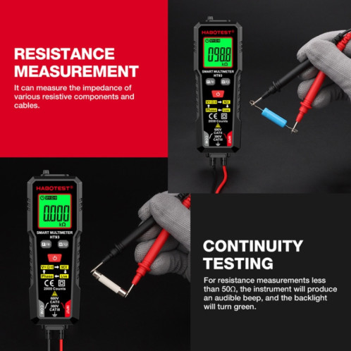 Multimètre entièrement automatique anti-brûlure intelligent à détection de séquence de phase HABOTEST HT93 (noir) SH301A364-014