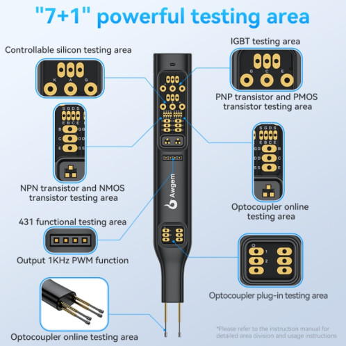 Testeur d'optocoupleur multifonction Awgem Outil de réparation électronique, modèle : TO2P Charging SA80021941-012
