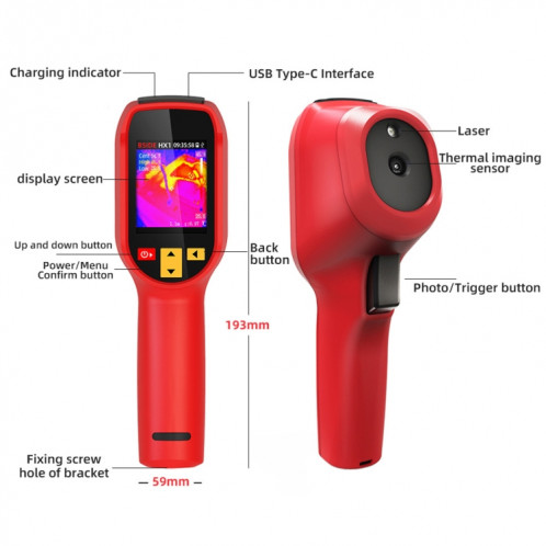 Appareil d'imagerie thermique portatif BSIDE HX1 Thermomètre sans contact SB9801842-015