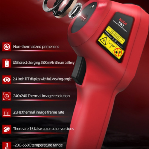Appareil d'imagerie thermique portatif BSIDE HX1 Thermomètre sans contact SB9801842-015