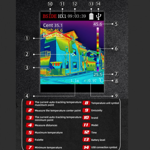 Appareil d'imagerie thermique portatif BSIDE HX1 Thermomètre sans contact SB9801842-015