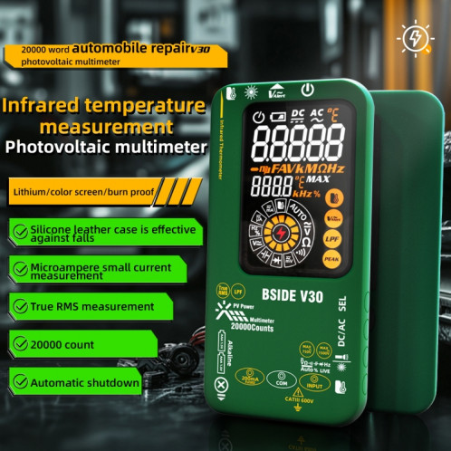 Thermomètre infrarouge multimètre PV intelligent à écran couleur BSIDE V30 SB0201741-017