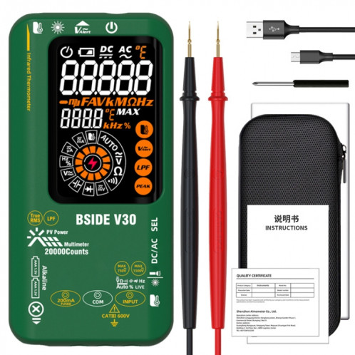 Thermomètre infrarouge multimètre PV intelligent à écran couleur BSIDE V30 SB0201741-017