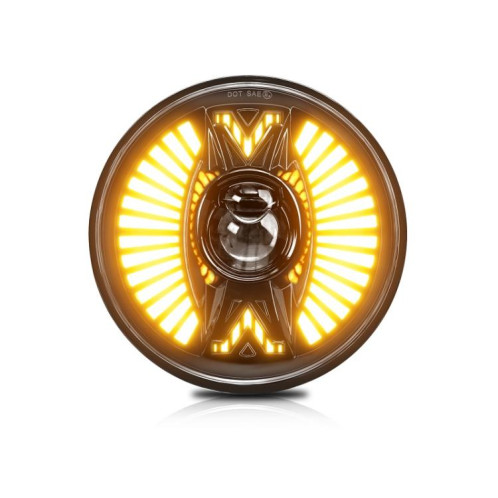 Phares Angel Eye en forme d'éventail à lentille ronde de 7 pouces (H4) SH601A75-08