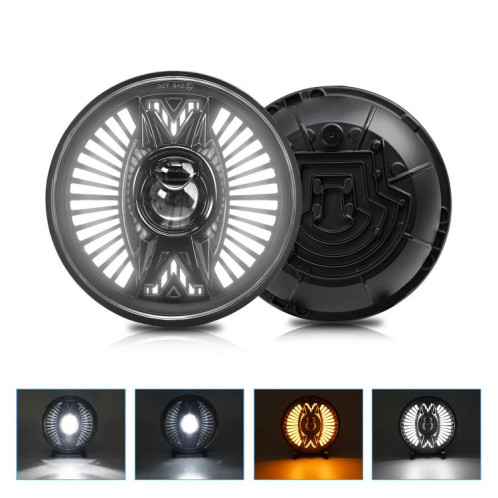 Phares Angel Eye en forme d'éventail à lentille ronde de 7 pouces (H4) SH601A75-08