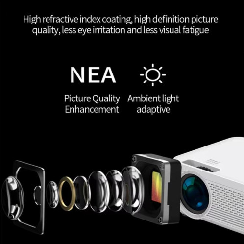 Projecteur Bluetooth Z01 1080P 5G Système Android 9.0 Prend en charge la mise en miroir de l'écran Prise AU SH4804815-011