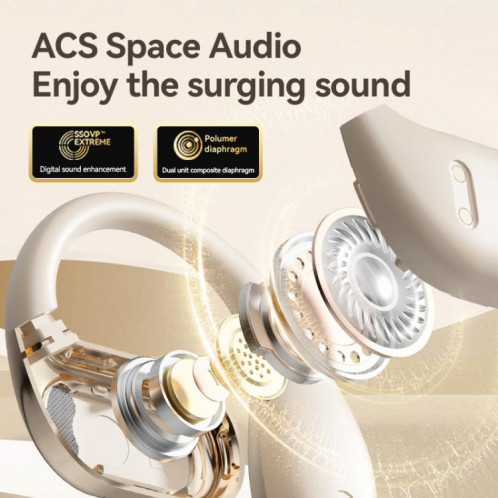 Écouteurs Bluetooth à affichage numérique sur l'oreille avec traduction intelligente AI M76 (couleur de peau) SH201B1440-09