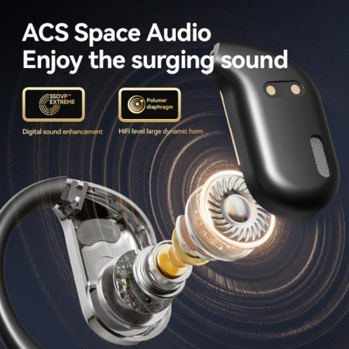 M75 On-Ear AI Traduction intelligente Enregistrement de conférence de langue Affichage numérique sans fil Écouteur Bluetooth (Noir) SH401A735-09