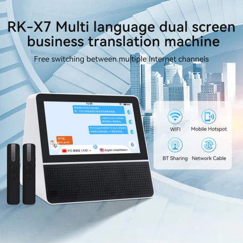 X7 7-inch HD Touch Dual-screen 2.4 / 5.0G Business Intelligent Voice Translator, Color: Black White SH27011791-012