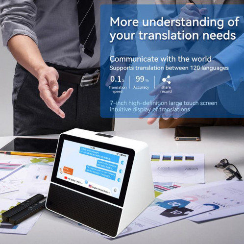 X7 7-inch HD Touch Dual-screen 2.4 / 5.0G Business Intelligent Voice Translator, Color: Black White SH27011791-012