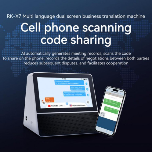 X7 7-inch HD Touch Dual-screen 2.4 / 5.0G Business Intelligent Voice Translator, Color: Black White SH27011791-012