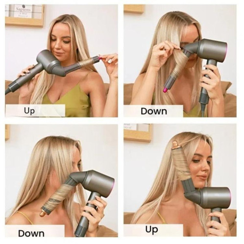 Adaptateur de coude rotatif à 360 degrés et ensemble de barils de bouclage de cheveux 2 en 1 40 mm pour sèche-cheveux Dyson Rose Rouge SH37031142-06