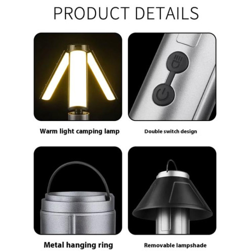 Lanterne de camping rétractable rechargeable, lampe de poche réglable en hauteur de 25,2 à 51,8 cm SH7174870-08