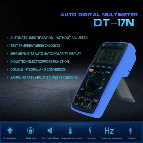 SUNSHINE DT-17N Multimètre numérique à plage automatique Écran LCD Testeur Stylo Mesure de haute précision de la capacité Tension Courant SS76011034-010