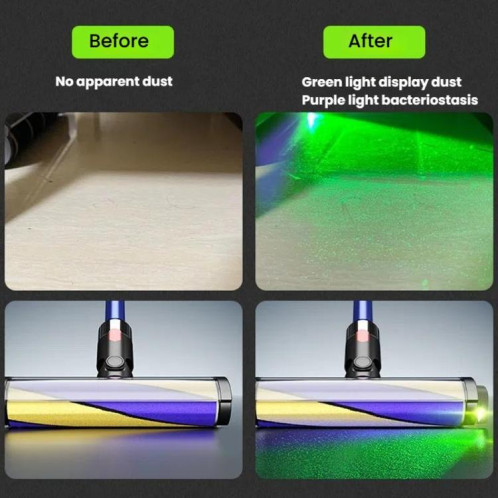 Lampe LED d'affichage de poussière antibactérienne universelle pour aspirateur Dyson / Dreame / Tineco, etc. Gen 2 SH7701810-08