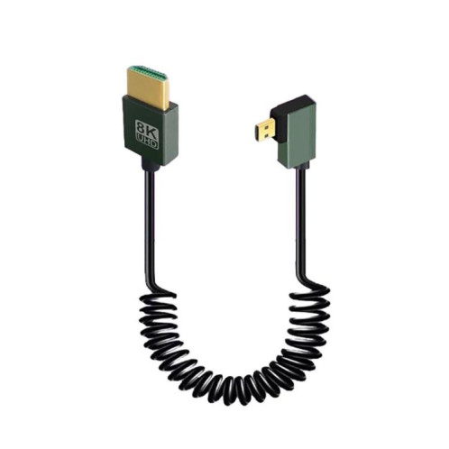 Câble à ressort HDMI 2.1 8K 60 Hz, longueur 0,5 m, spécifications : micro HDMI, coude gauche SH2007836-07