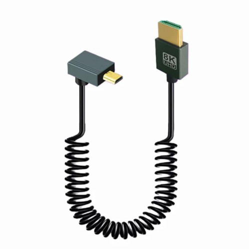 Câble à ressort HDMI 2.1 8K 60 Hz, longueur 0,5 m, spécifications : micro HDMI à courbure inversée SH20101505-07