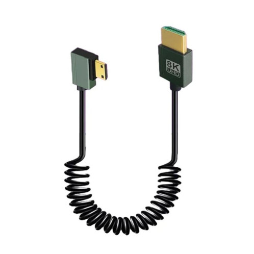 Câble à ressort HDMI 2.1 8K 60 Hz, longueur 0,5 m, spécifications : mini HDMI, coude droit SH2013355-07