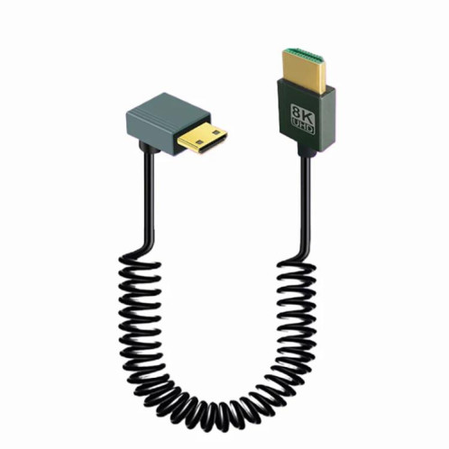 Câble à ressort HDMI 2.1 8K 60 Hz, longueur 0,5 m, spécifications : mini HDMI à courbure positive SH2014518-07