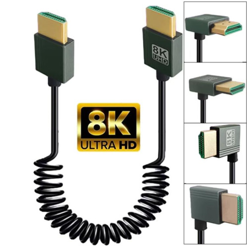 Câble à ressort HDMI 2.1 8K 60 Hz, longueur 0,5 m, spécifications : micro HDMI, coude gauche SH2007836-07