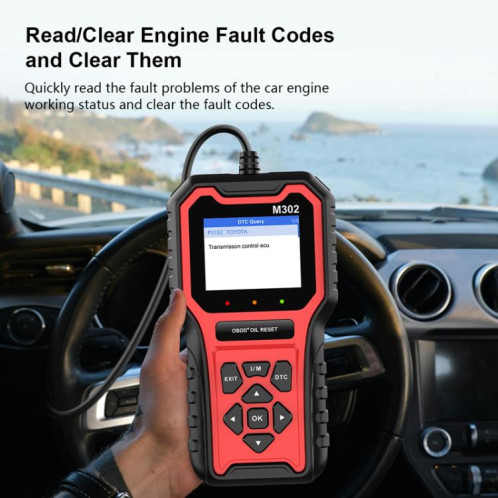 Lecteur de code de réinitialisation d'huile de voiture M302 Outil de diagnostic de panne de réinitialisation à zéro du voyant d'entretien automobile SH0501440-013