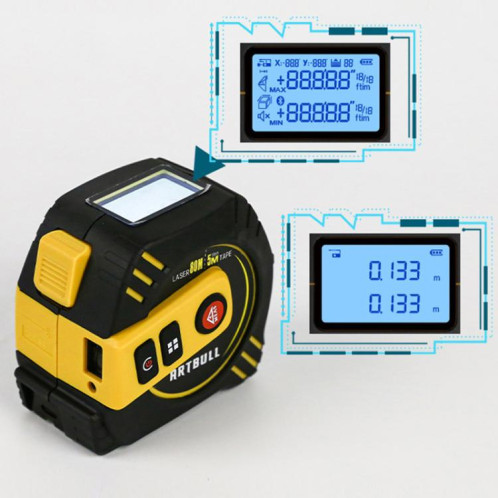 Télémètre laser infrarouge rechargeable 2 en 1 + ruban à mesurer de 5 m, spécifications : laser 80 m SH2402858-07