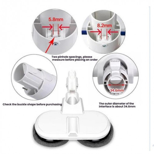 Tête de balai électrique avec réservoir d'eau pour aspirateur à main Xiaomi Dreame/Dyson, 6 chiffons gris SH7901111-06