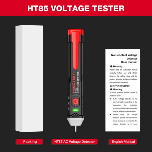 Testeur d'électricité sans contact HABOTEST HT85, détecteur de tension alternative (noir et rouge) SH101A491-012
