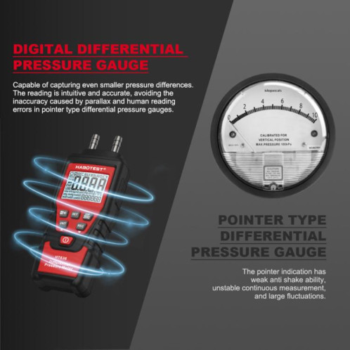 Manomètre différentiel de haute précision HABOTEST HT636, testeur de micropression numérique SH8406876-013