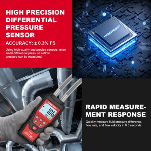 Manomètre différentiel de haute précision HABOTEST HT636, testeur de micropression numérique SH8406876-013