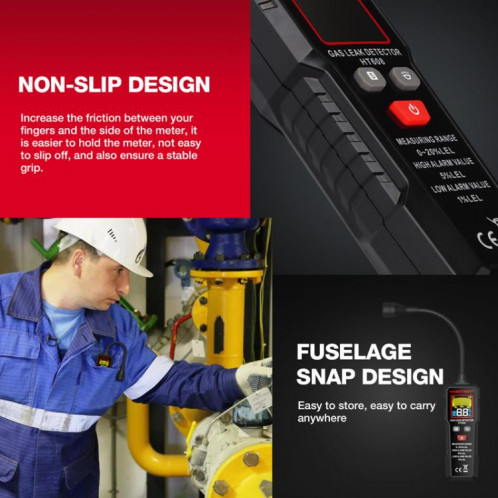 Détecteur de gaz combustible HTBOTEST HT608 Alarme de détection de gaz naturel SH84211487-014