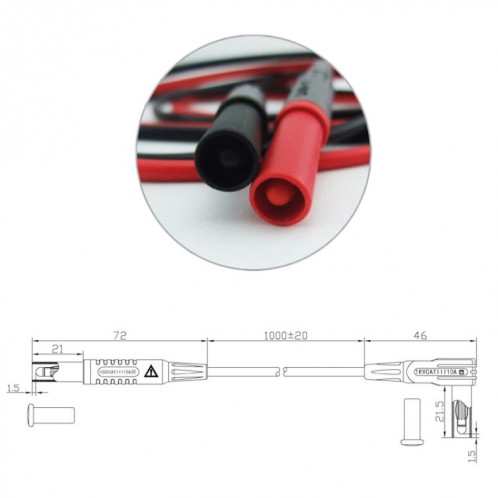 Adaptateur de test de stylo multimètre à fiche droite de 4 mm, rallonge 10 A (BC0001000100) SH901A111-05