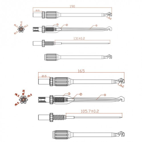 Sonde de détection de ligne de réparation automatique à aiguille en acier non destructive avec prise banane de 4 mm (16,5 cm) SH801A1616-07