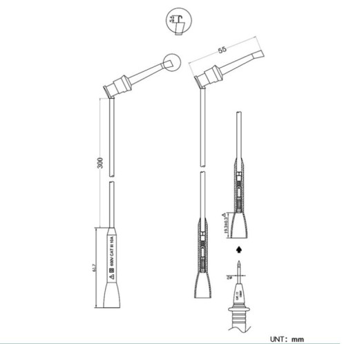 Crochet de test multimètre 2 mm, sonde de mesure numérique universelle, aiguille de test à branchement direct (BC0001023600) SH001A1093-09