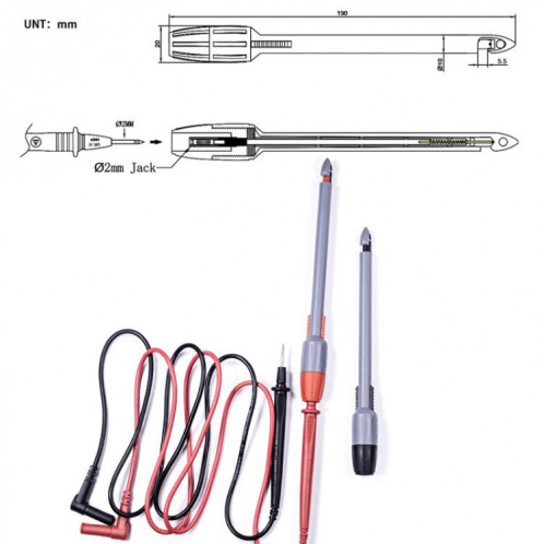 Sonde de perçage non destructive pour multimètre à fiche banane (prise jack 4 mm) SH901B1608-06