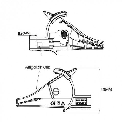 Pince crocodile pour multimètre, prise banane 4 mm, pince isolée pour condensateur, stylo de test (rouge) SH701A1999-05