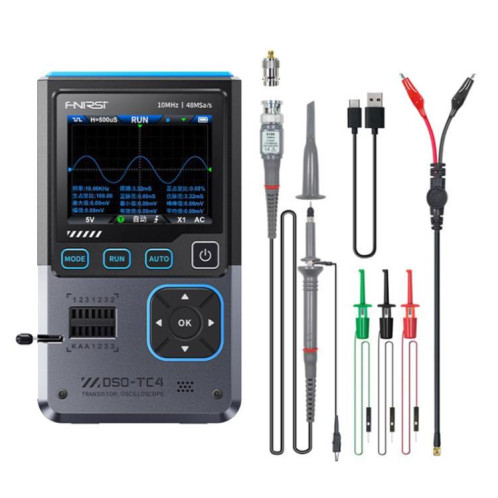 FNIRSI DSO-TC4 Oscilloscope 3 en 1, testeur de transistors, générateur de signaux, bande passante 10 M, résistant au rodage SF54011835-014